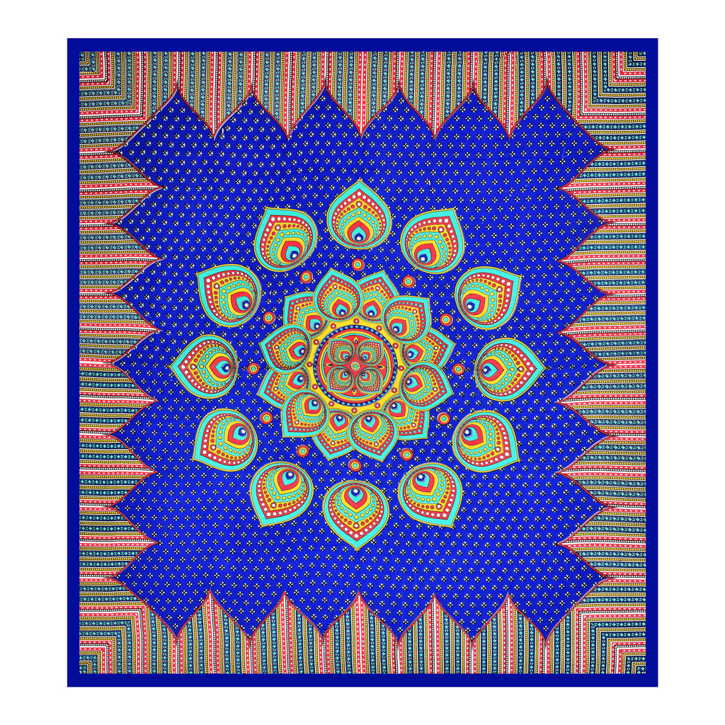 Blue Prism Mandala Cotton Bedsheet