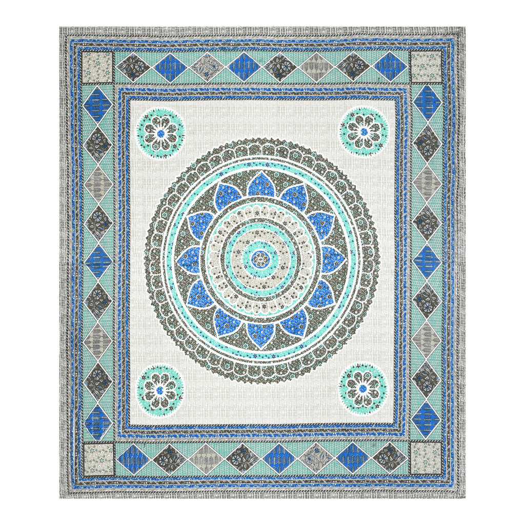 Mandala Art Cotton Bedsheet – Ocean Blue Elegance