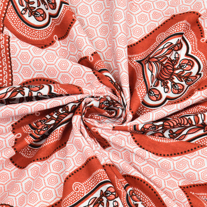 Royal Red Mughal Motif - Double Size - 100% Cotton Bedsheet