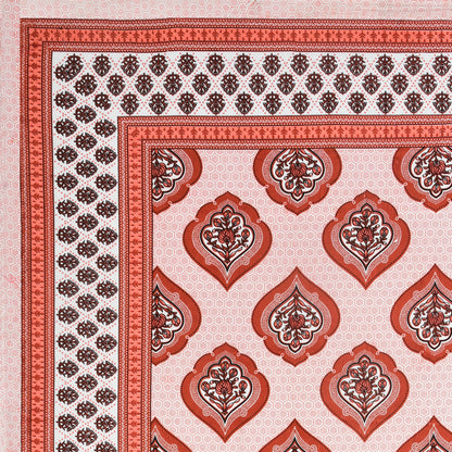 Royal Red Mughal Motif - Double Size - 100% Cotton Bedsheet
