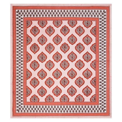 Royal Red Mughal Motif - Double Size - 100% Cotton Bedsheet