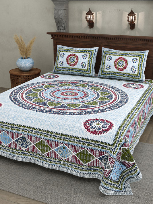 Mandala Art Cotton Bedsheet – Multicolor Heritage Charm