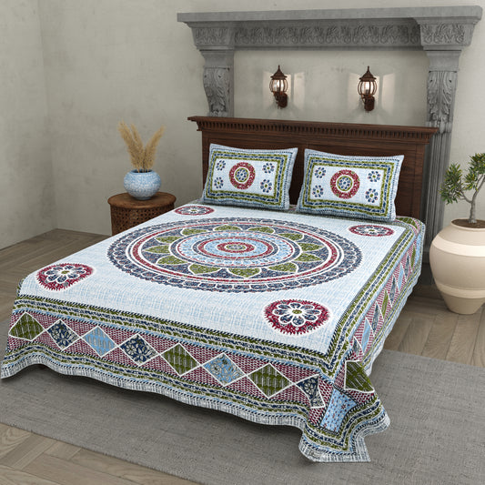 Mandala Art Cotton Bedsheet – Multicolor Heritage Charm