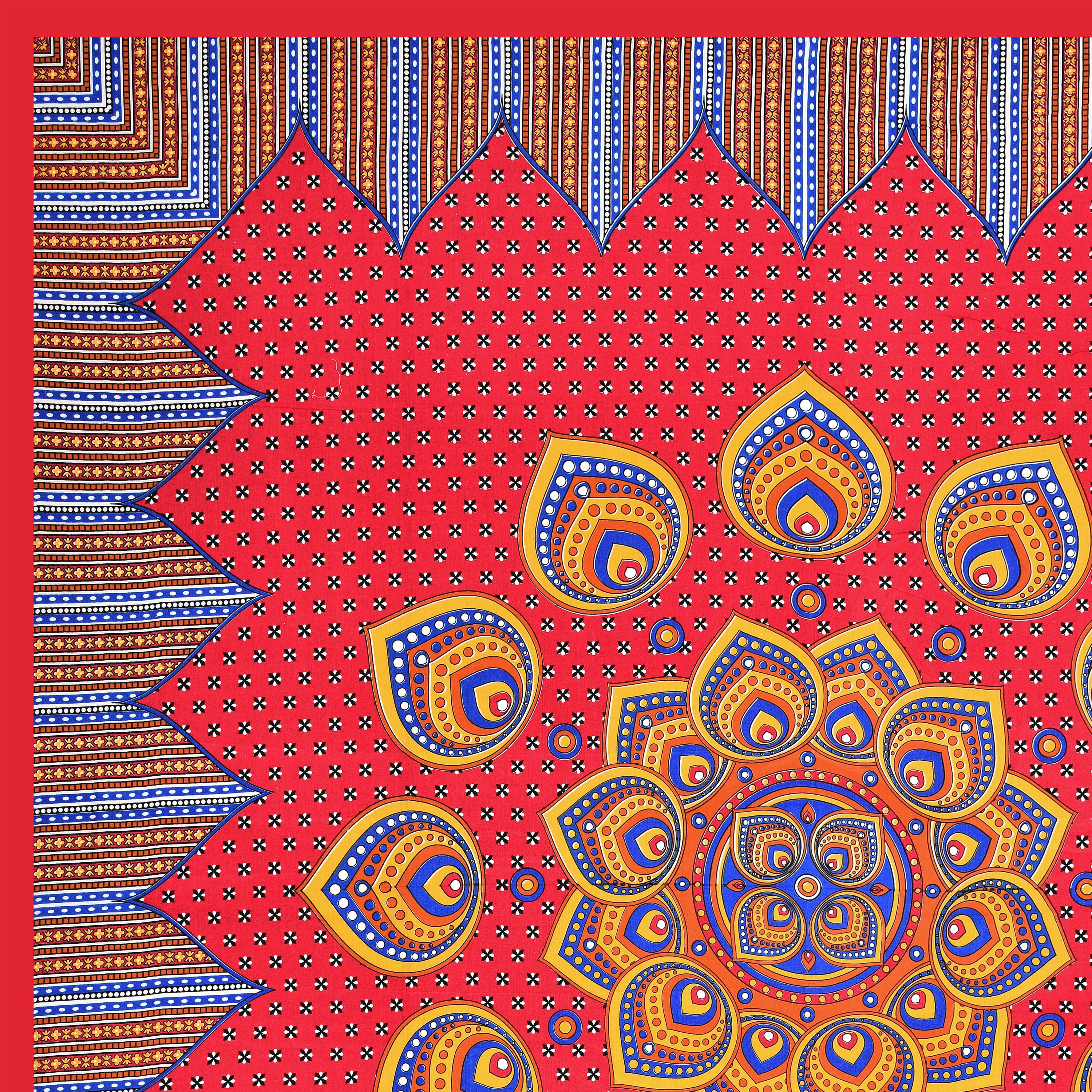 Red Prism Mandala Cotton Bedsheet