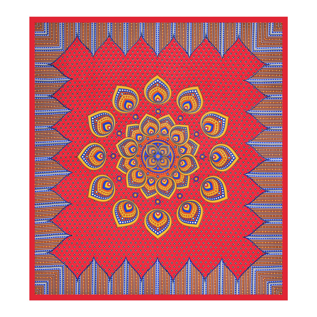 Red Prism Mandala Cotton Bedsheet