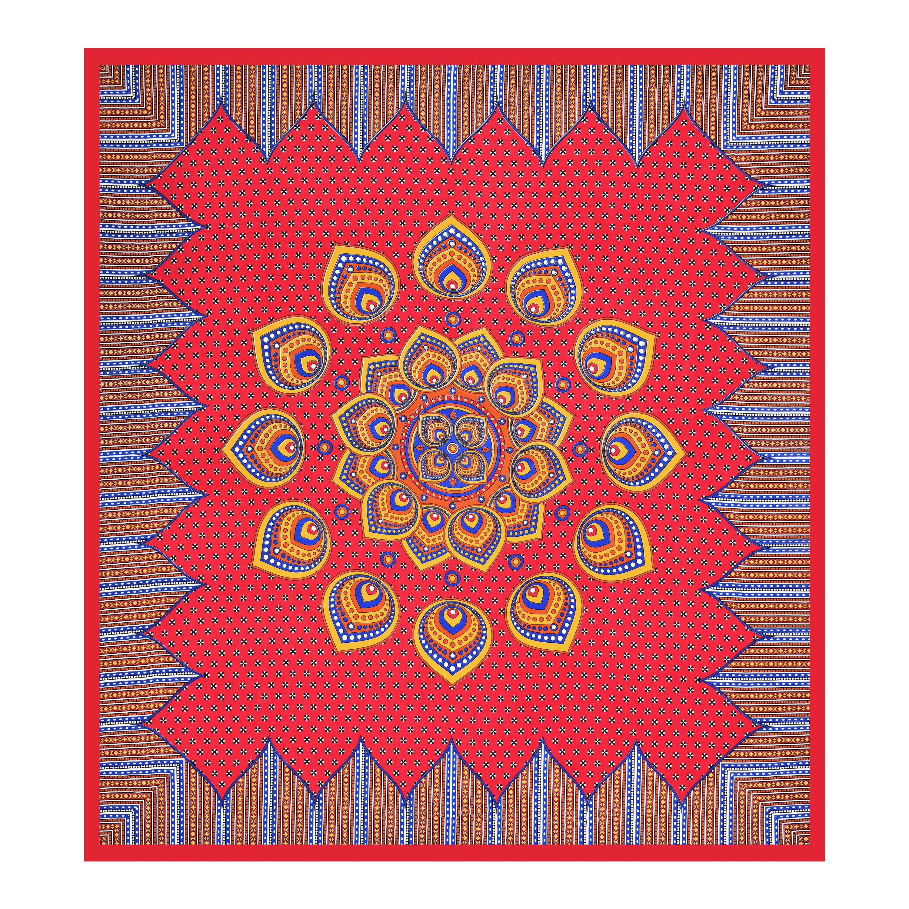 Red Prism Mandala Cotton Bedsheet