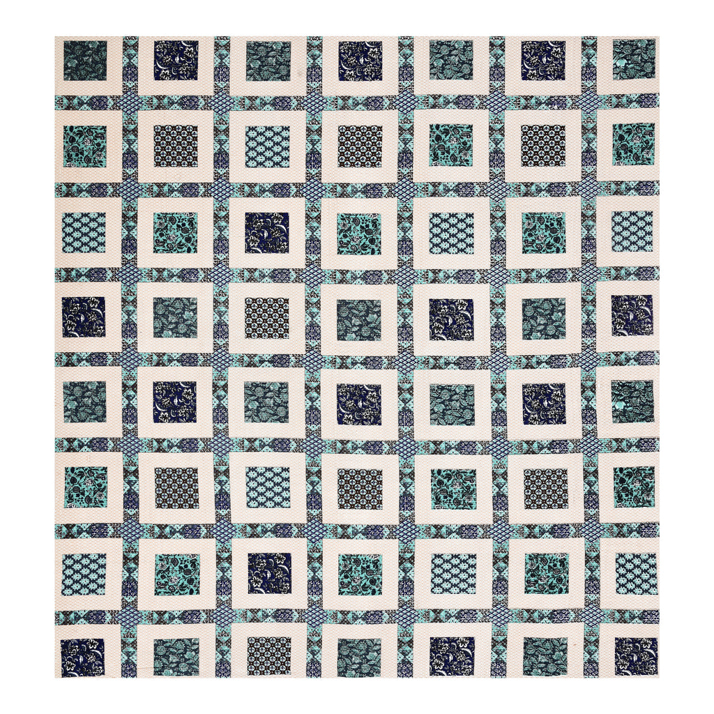 Teal Mosaic Squares King Size Bedsheet
