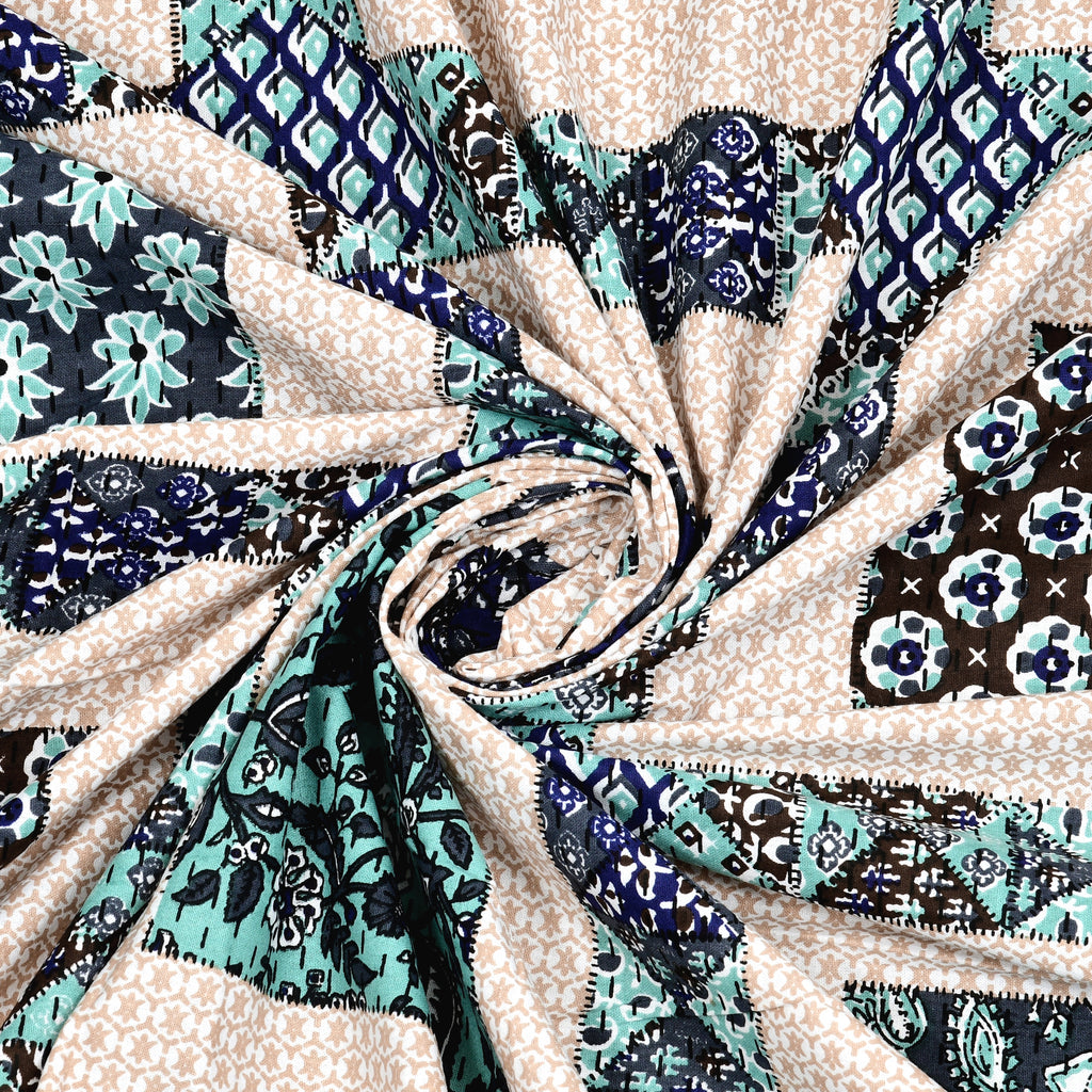 Teal Mosaic Squares King Size Bedsheet