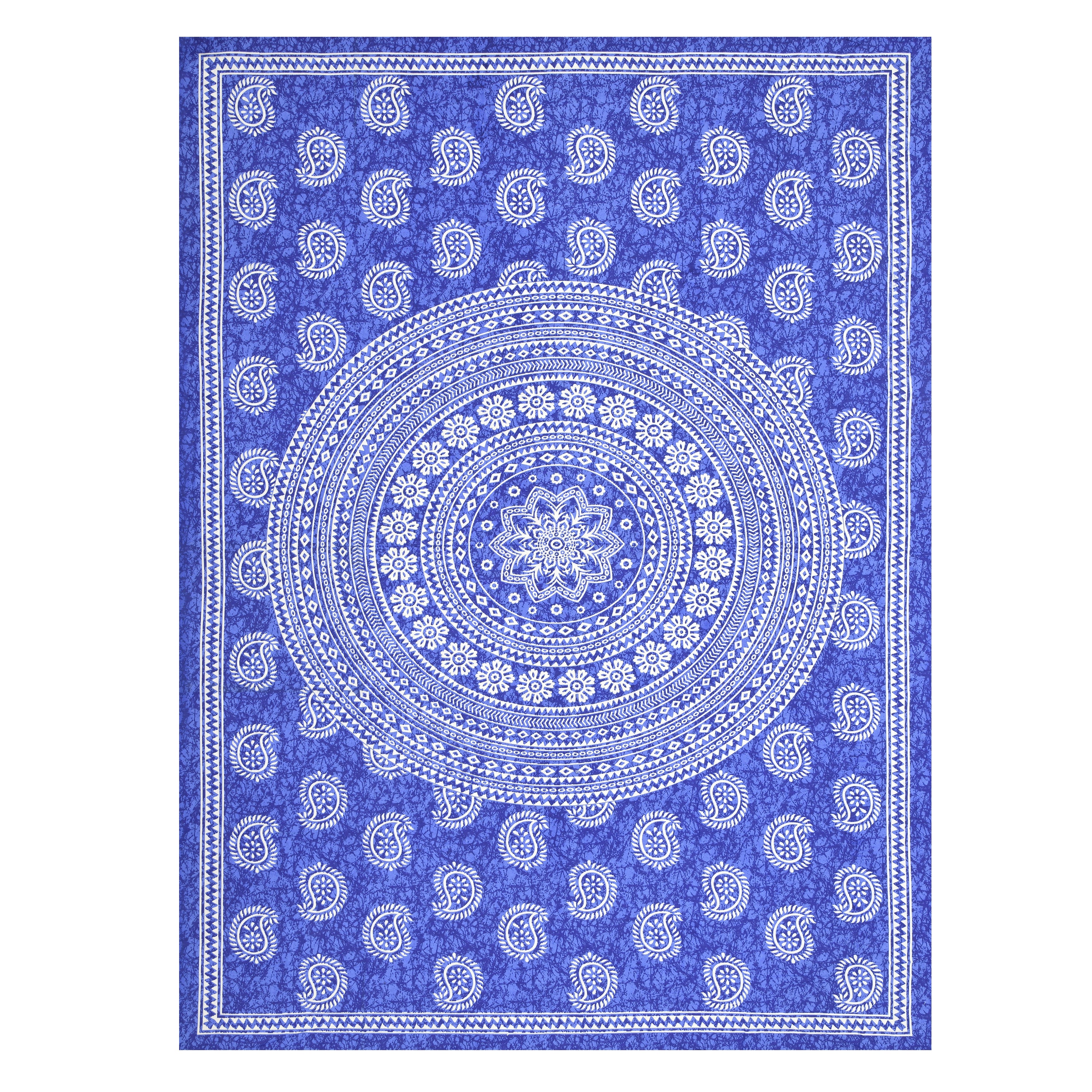 Blue Paisley Mandala Print Cotton Bedsheet