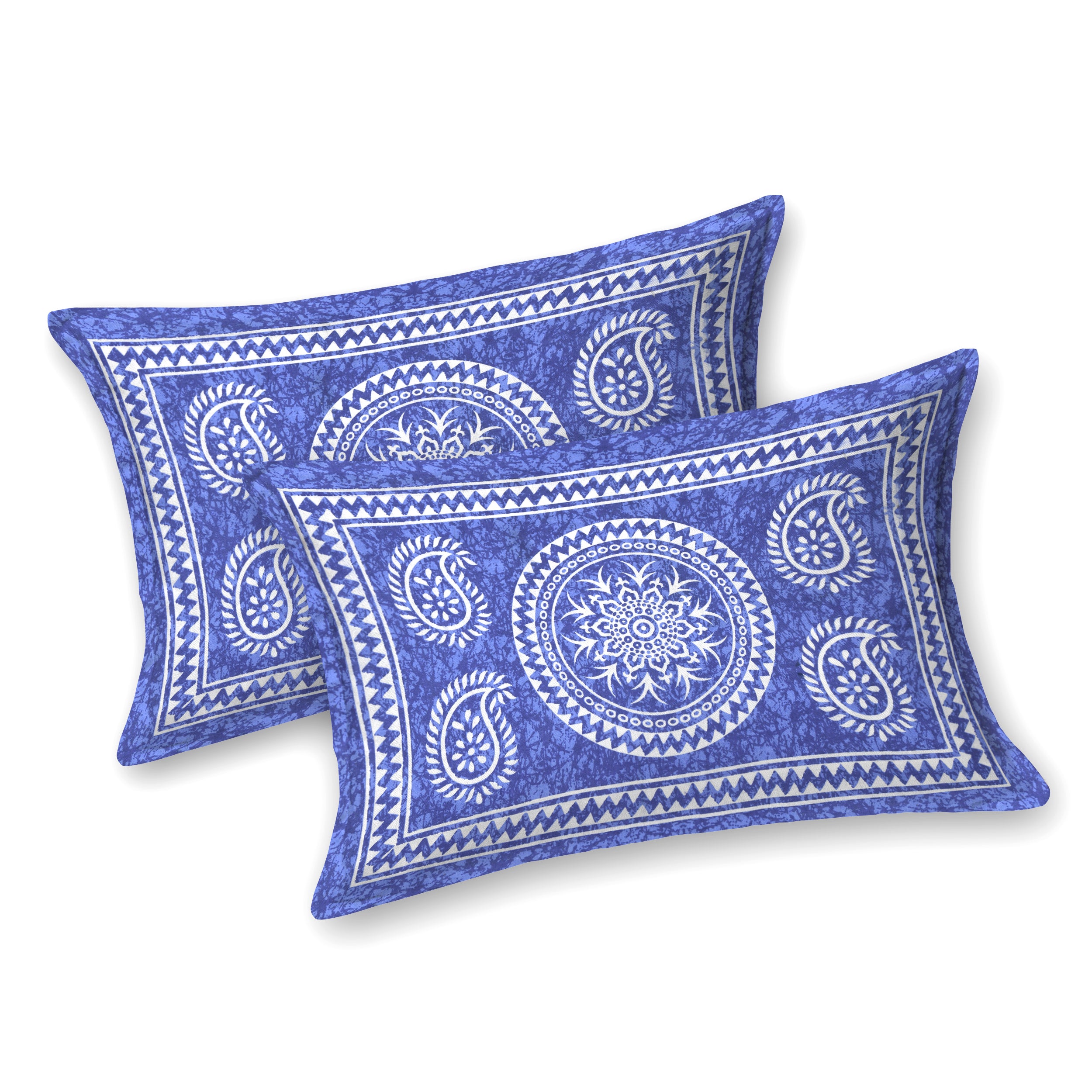 Blue Paisley Mandala Print Cotton Bedsheet