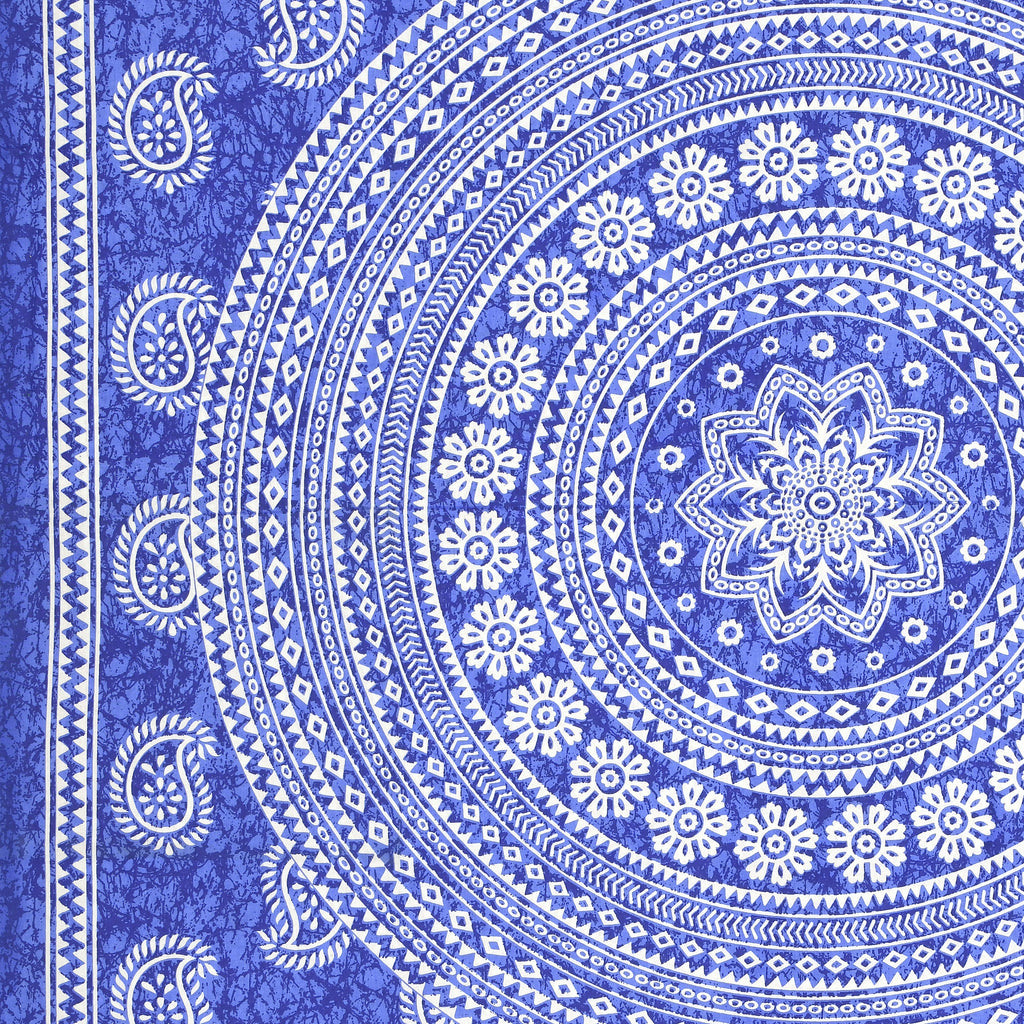Blue Paisley Mandala Print Cotton Bedsheet