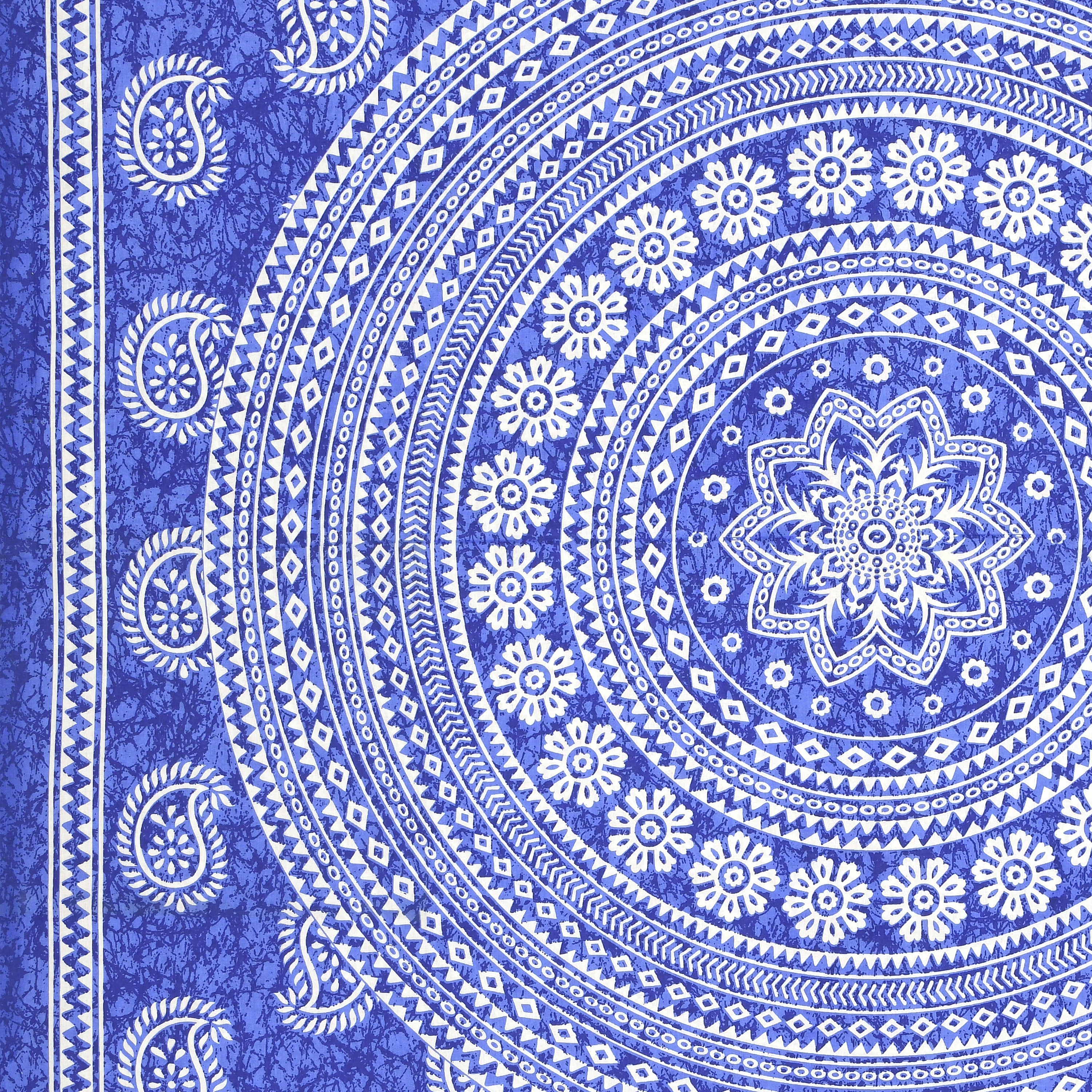 Blue Paisley Mandala Print Cotton Bedsheet