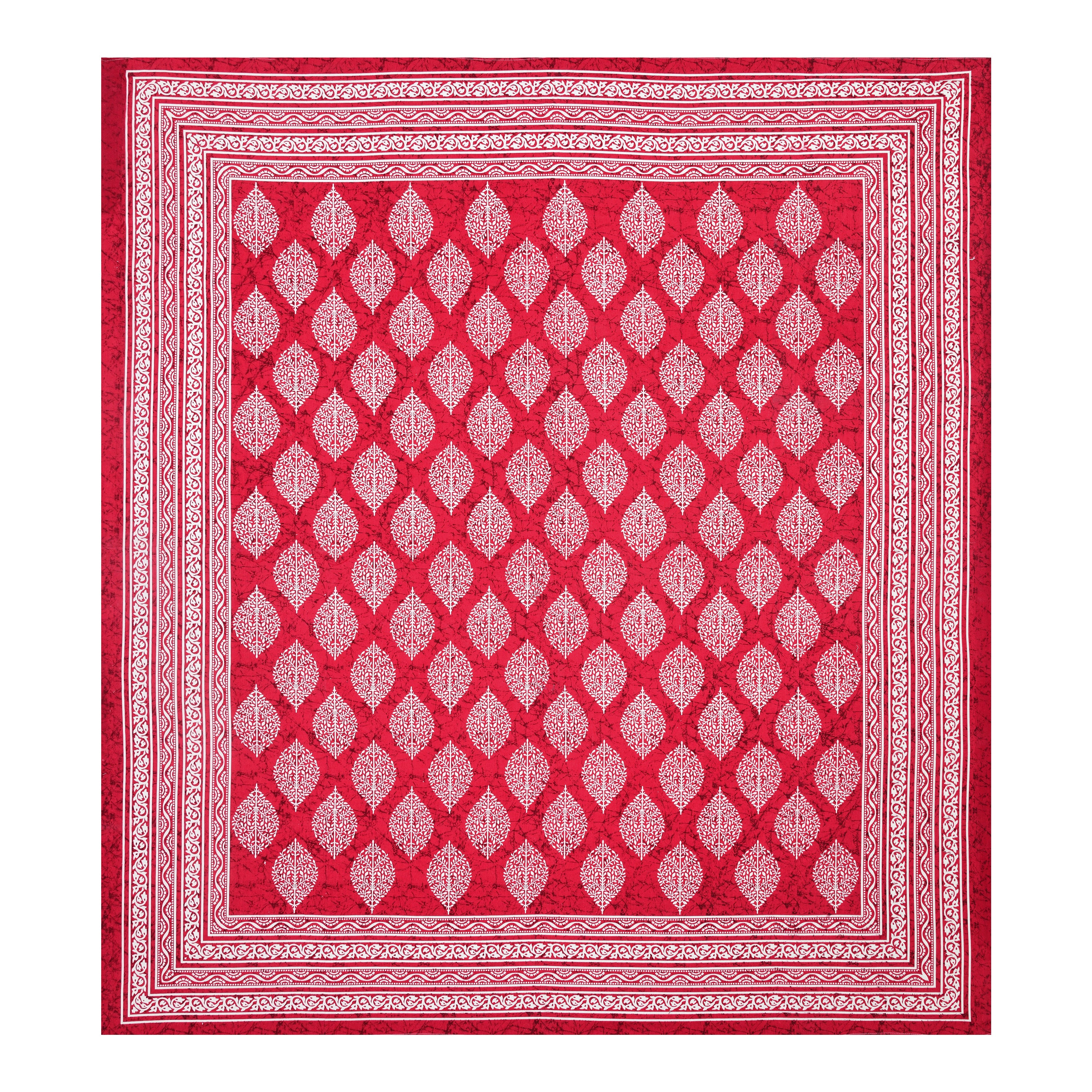 Red Leaf Motif Cotton Bedsheet