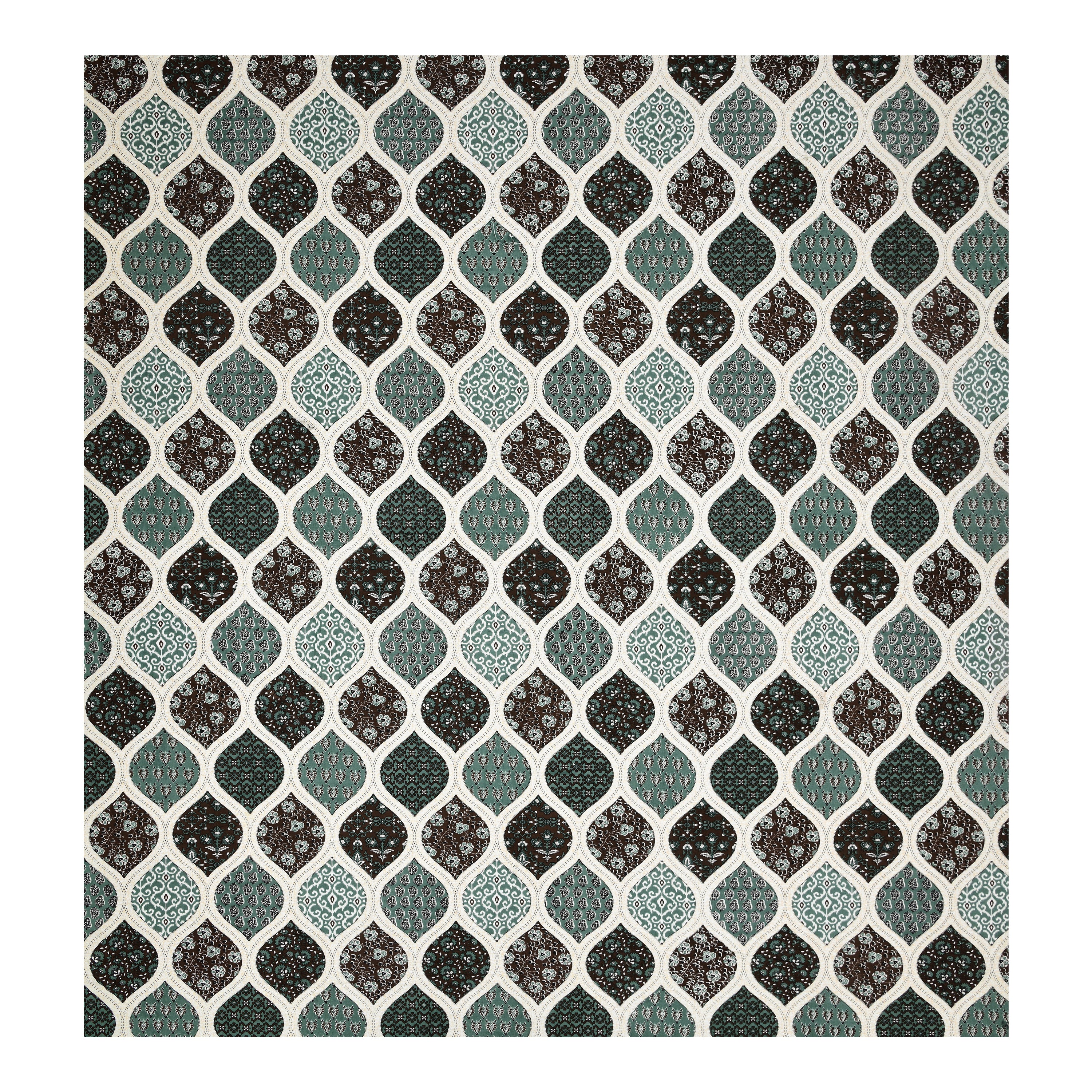 Teal Mosaic Geometric King size Bedsheet