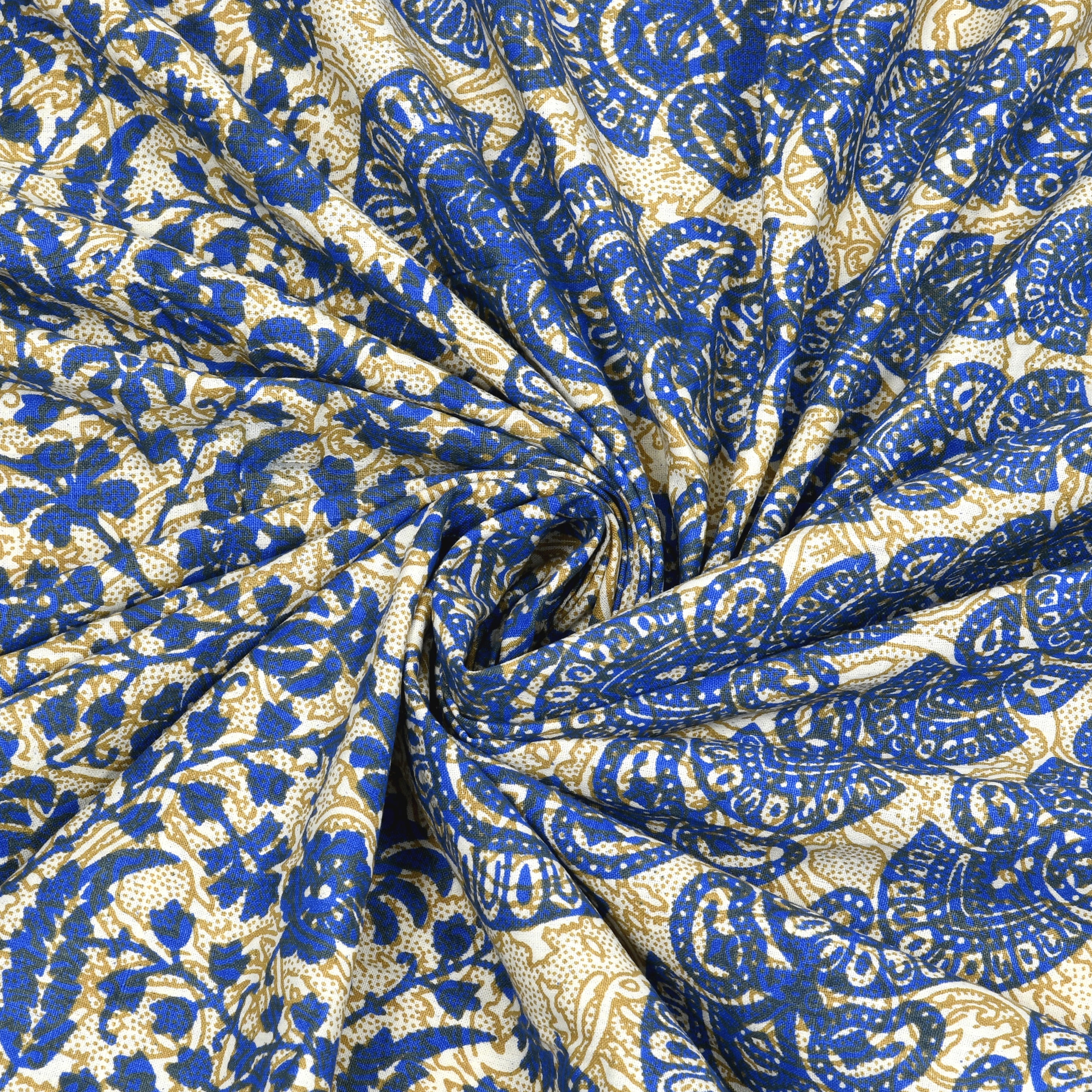 Mandala Art Cotton Bedsheet – Royal Blue Sunburst Elegance