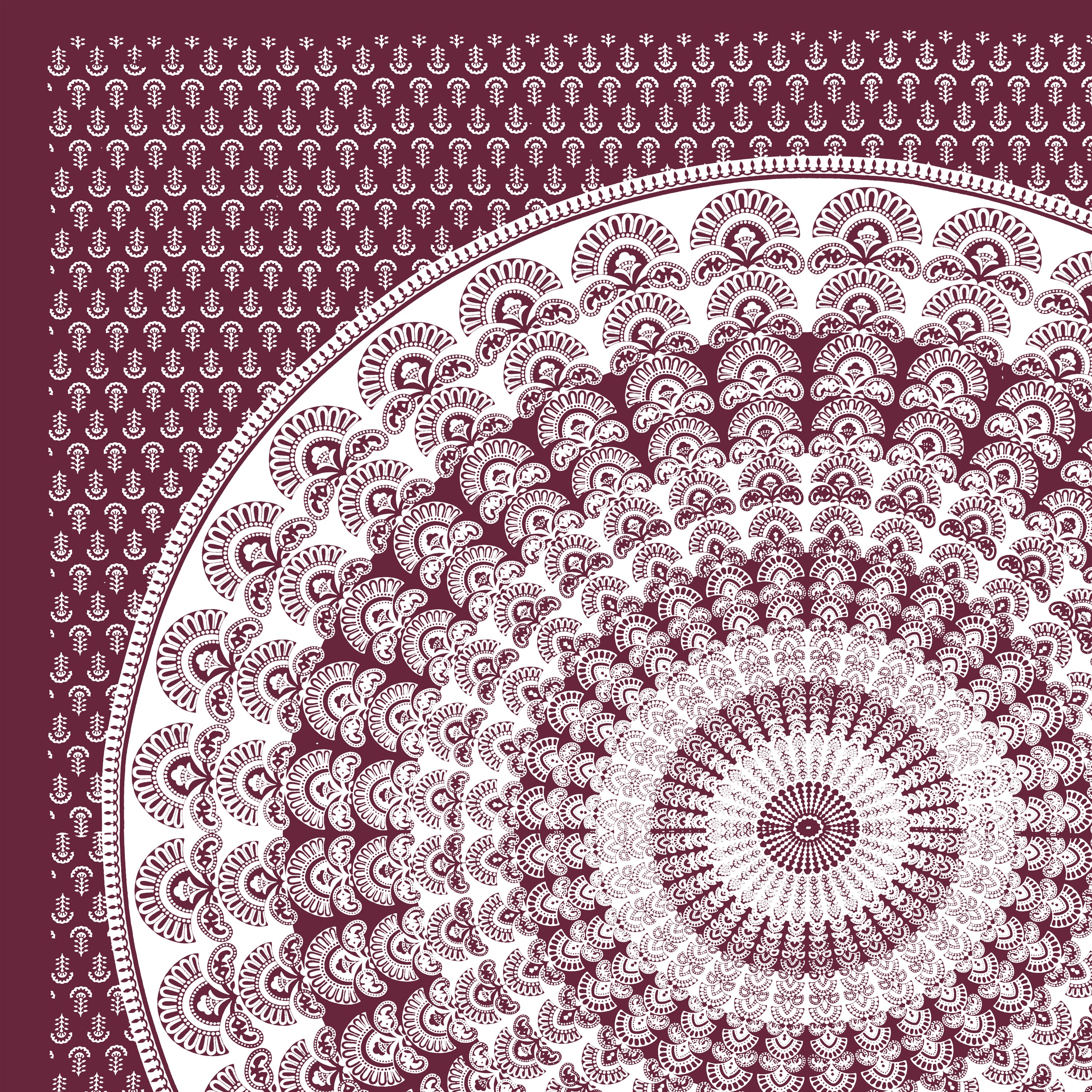 Wine Mandala Art Cotton Bedsheet