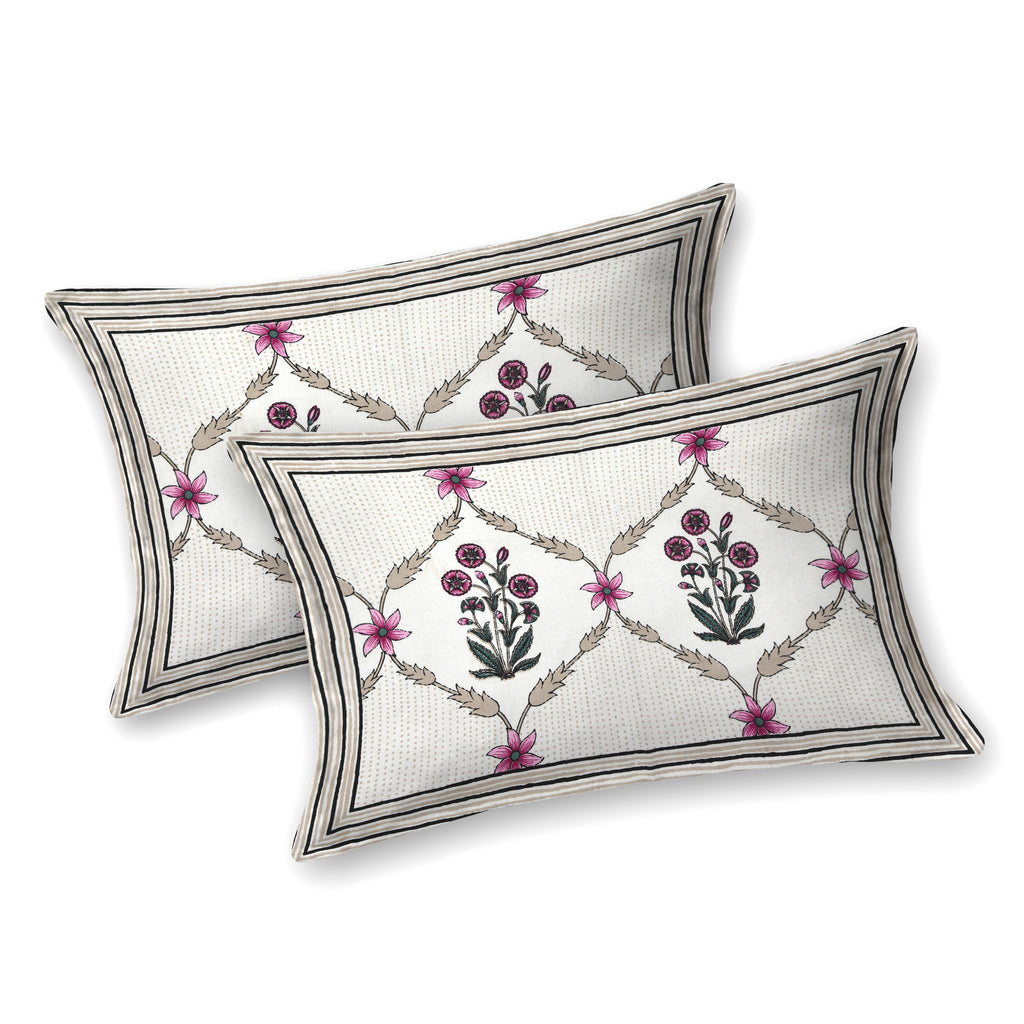 Rose Floral Lattice Print King Size Bedsheet