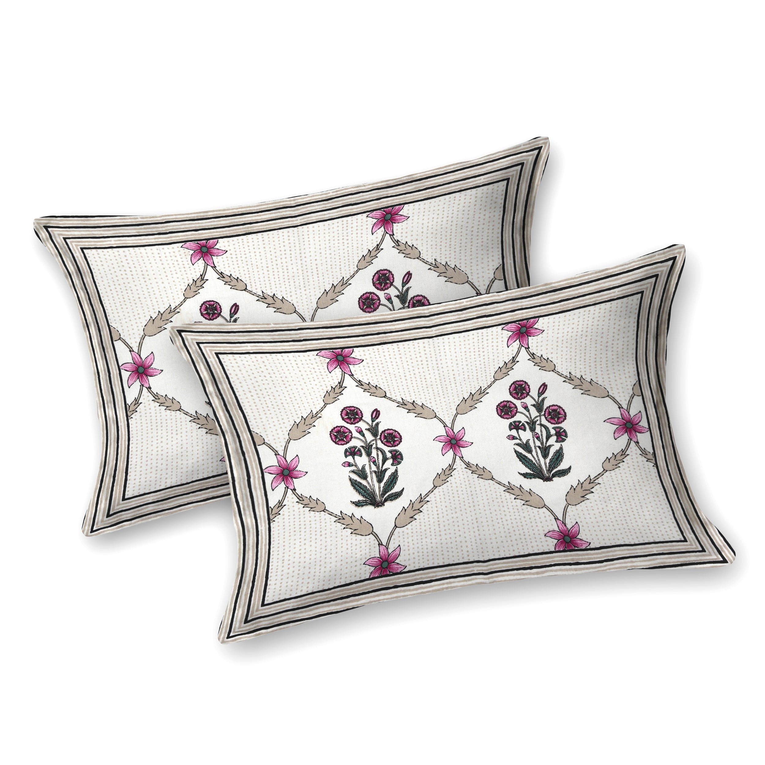 Rose Floral Lattice Print King Size Bedsheet