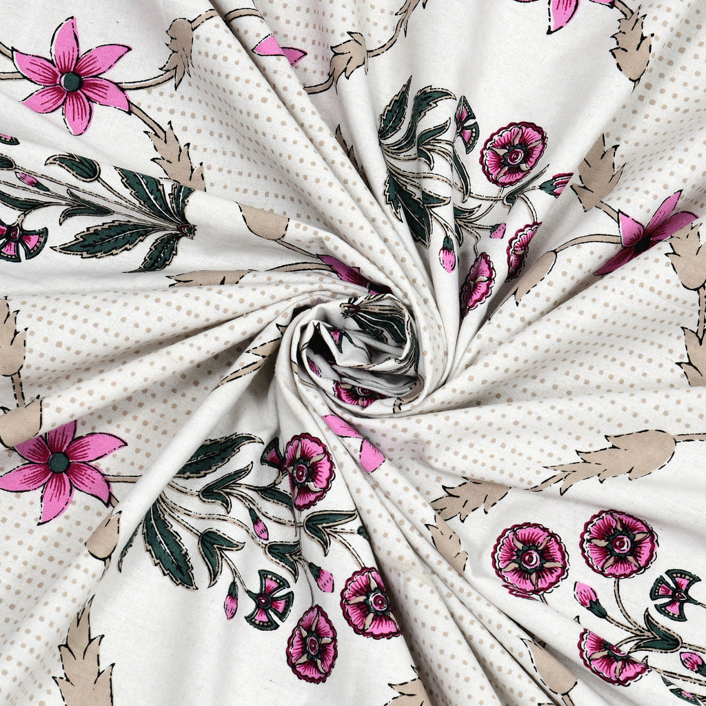 Rose Floral Lattice Print King Size Bedsheet