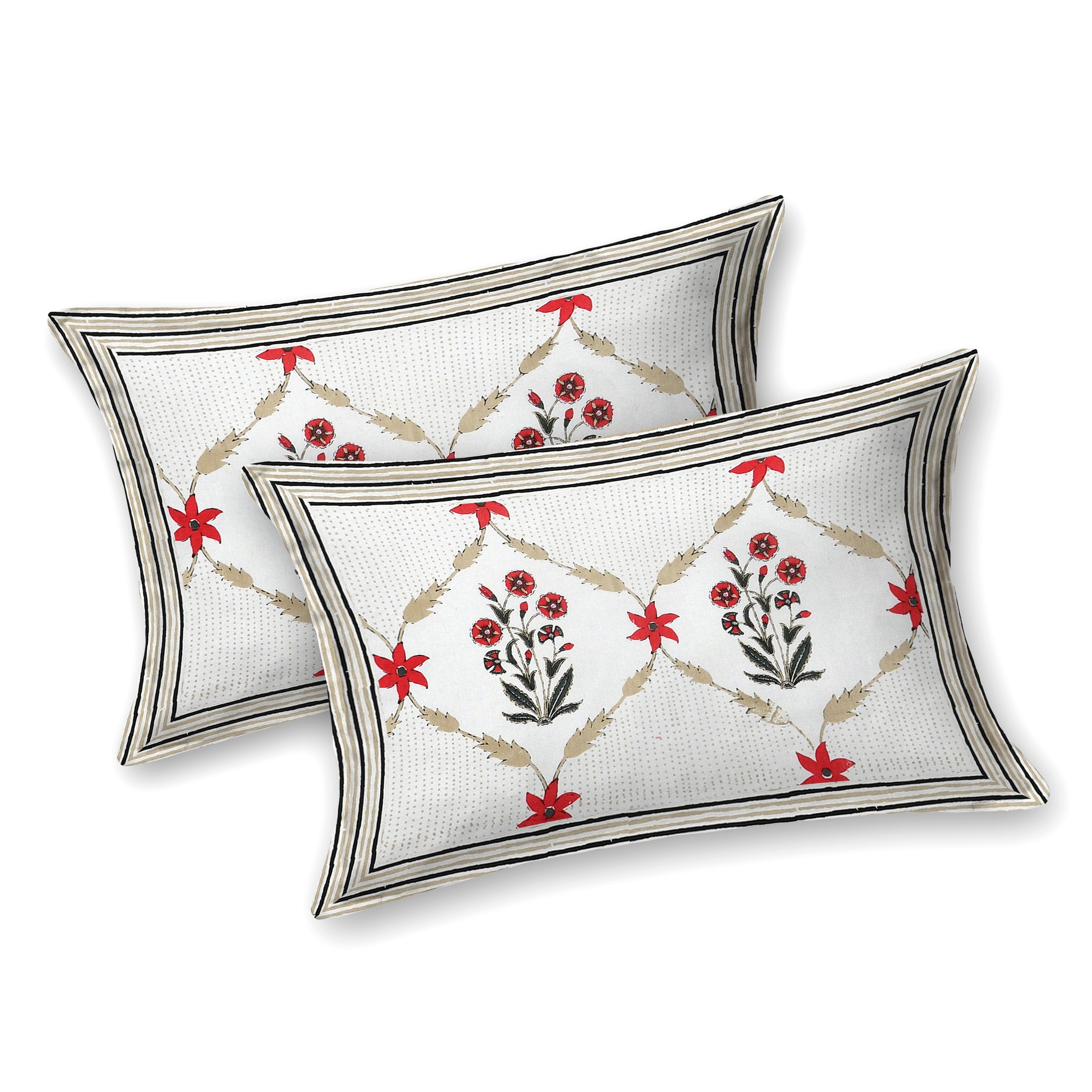 Crimson Floral Lattice Print King Size Bedsheet