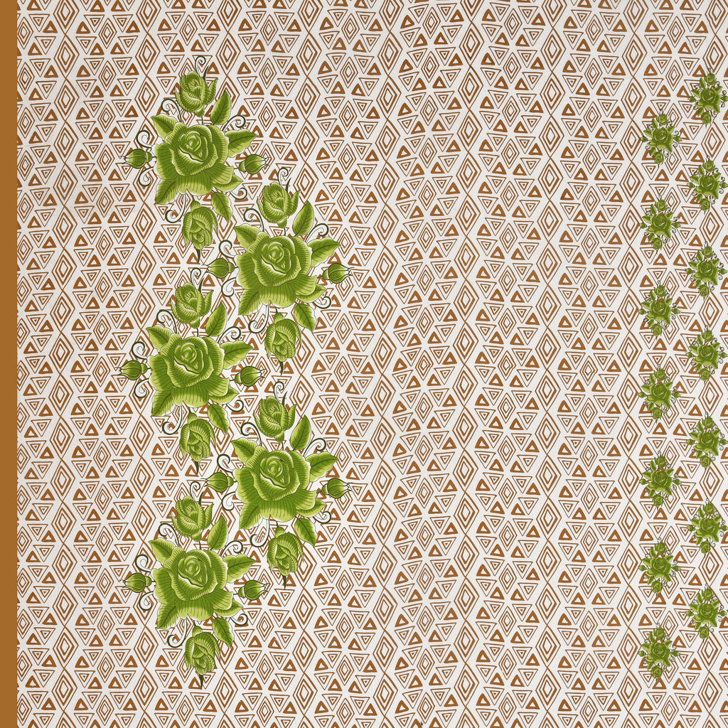 Elegant Green Floral & Geometric Print Cotton Bedsheet Set