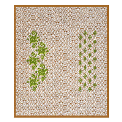 Elegant Green Floral & Geometric Print Cotton Bedsheet Set