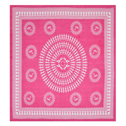 Pink Warli Cotton Bedsheet – Tribal Dance Folk Art