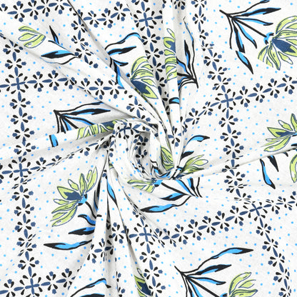 Blue & Green Floral Vines Cotton Bedsheet Set – Elegant Ethnic Look