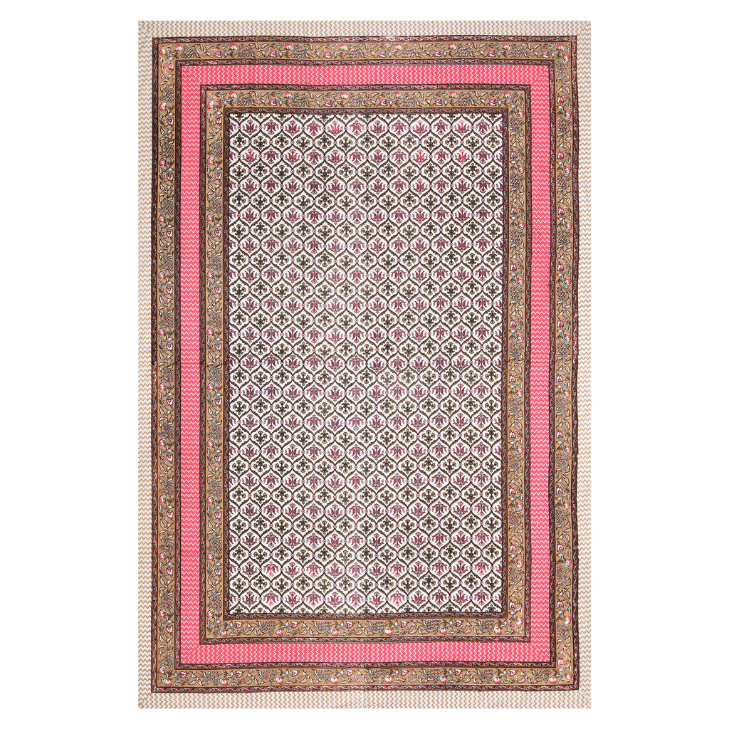 Pink & Gold Ethnic Motif Single Bedsheet