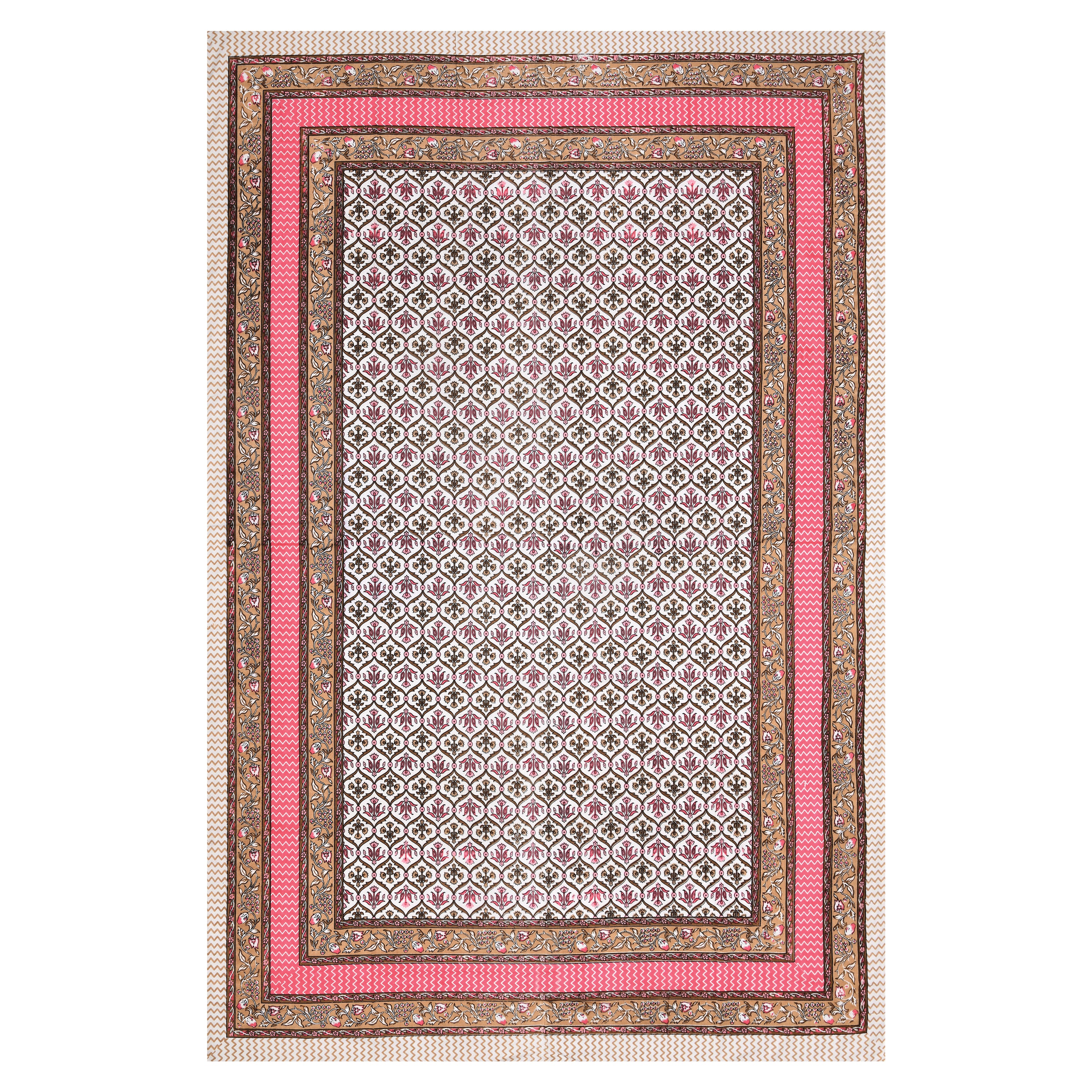 Pink & Gold Ethnic Motif Single Bedsheet