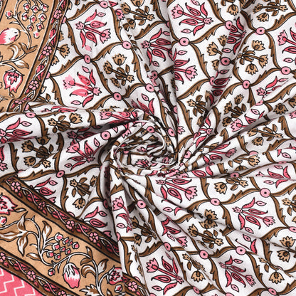 Pink & Gold Ethnic Motif Single Bedsheet