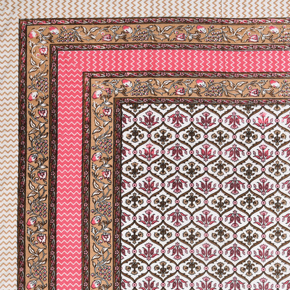 Pink & Gold Ethnic Motif Single Bedsheet
