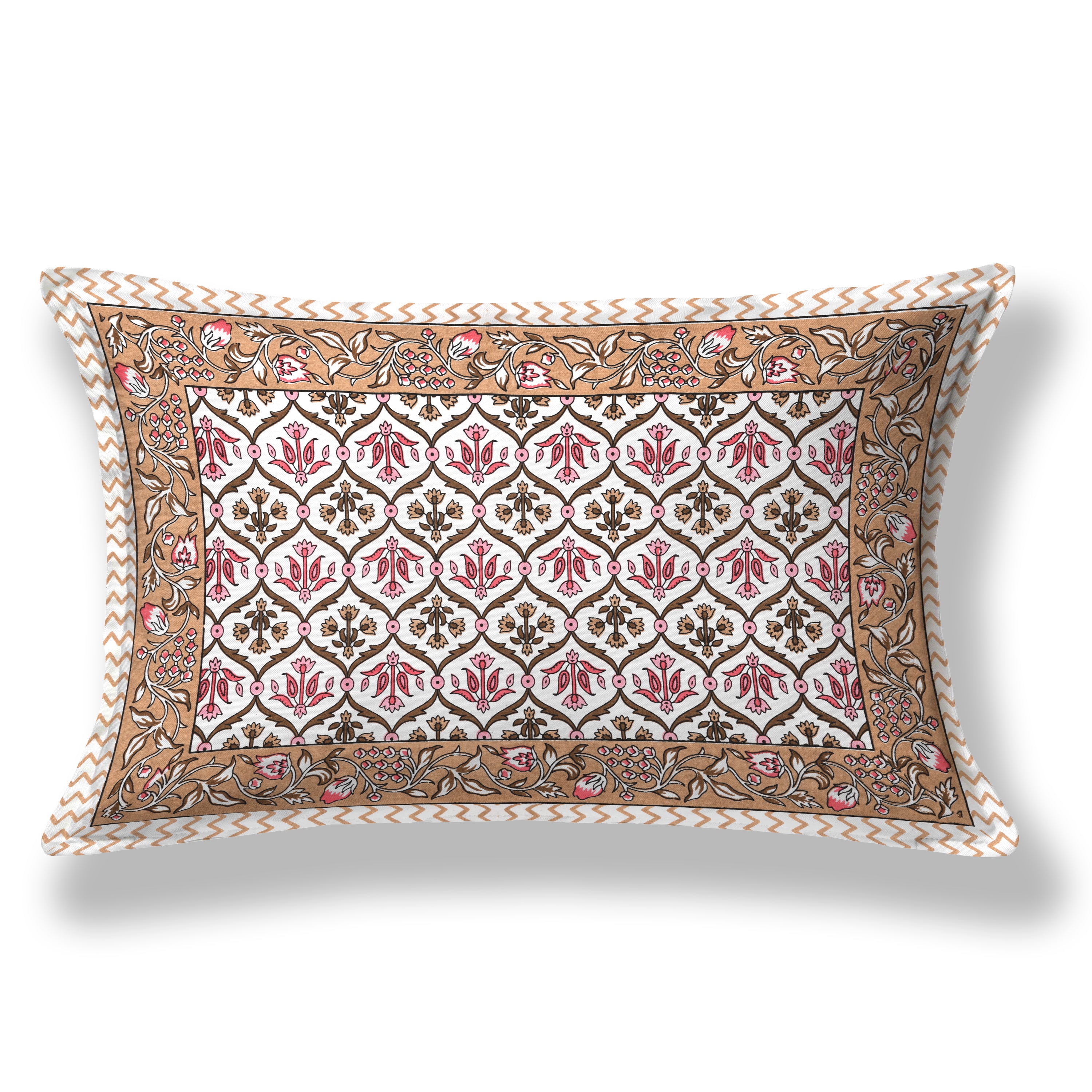 Pink & Gold Ethnic Motif Single Bedsheet