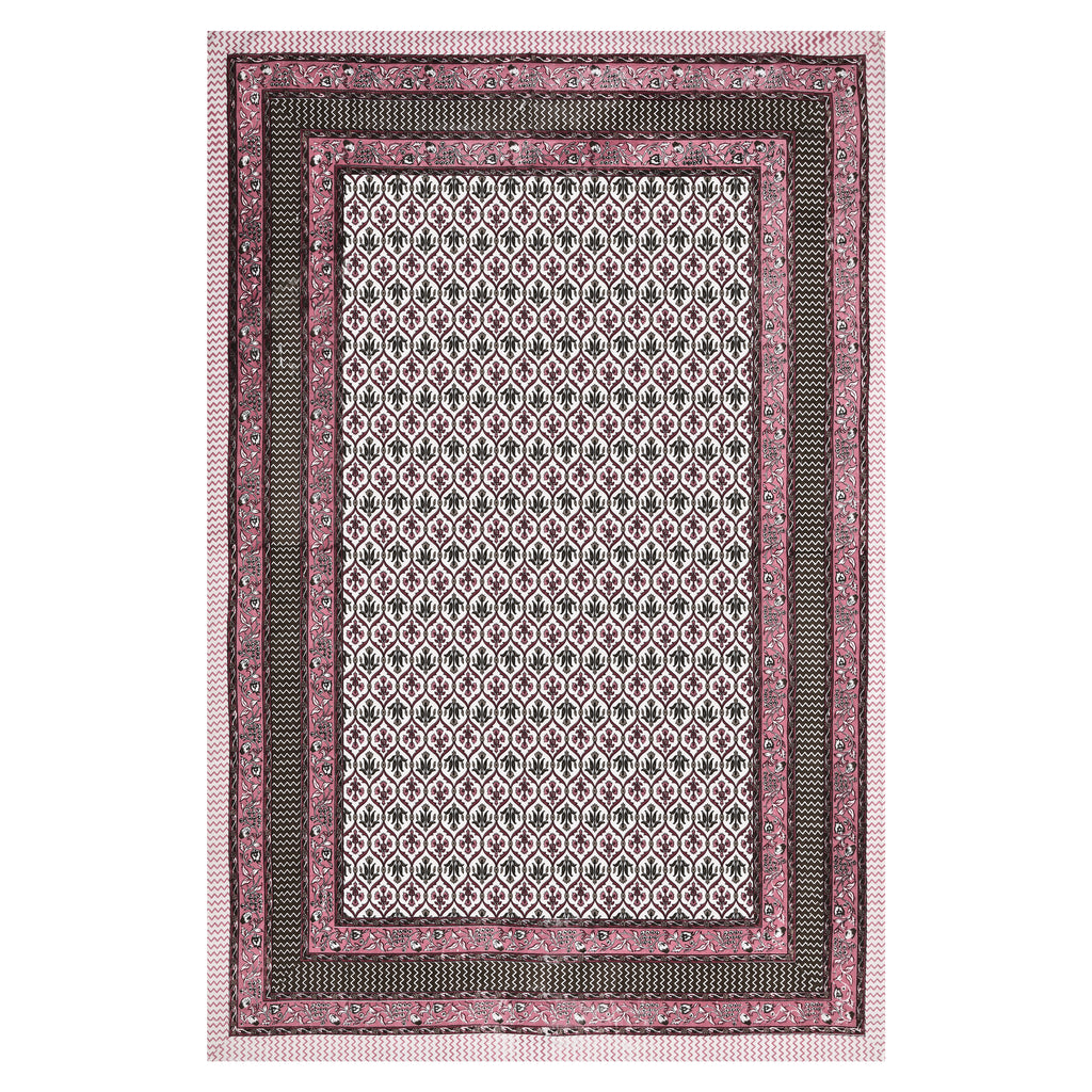 Pink & Black Ethnic Motif Single Bedsheet