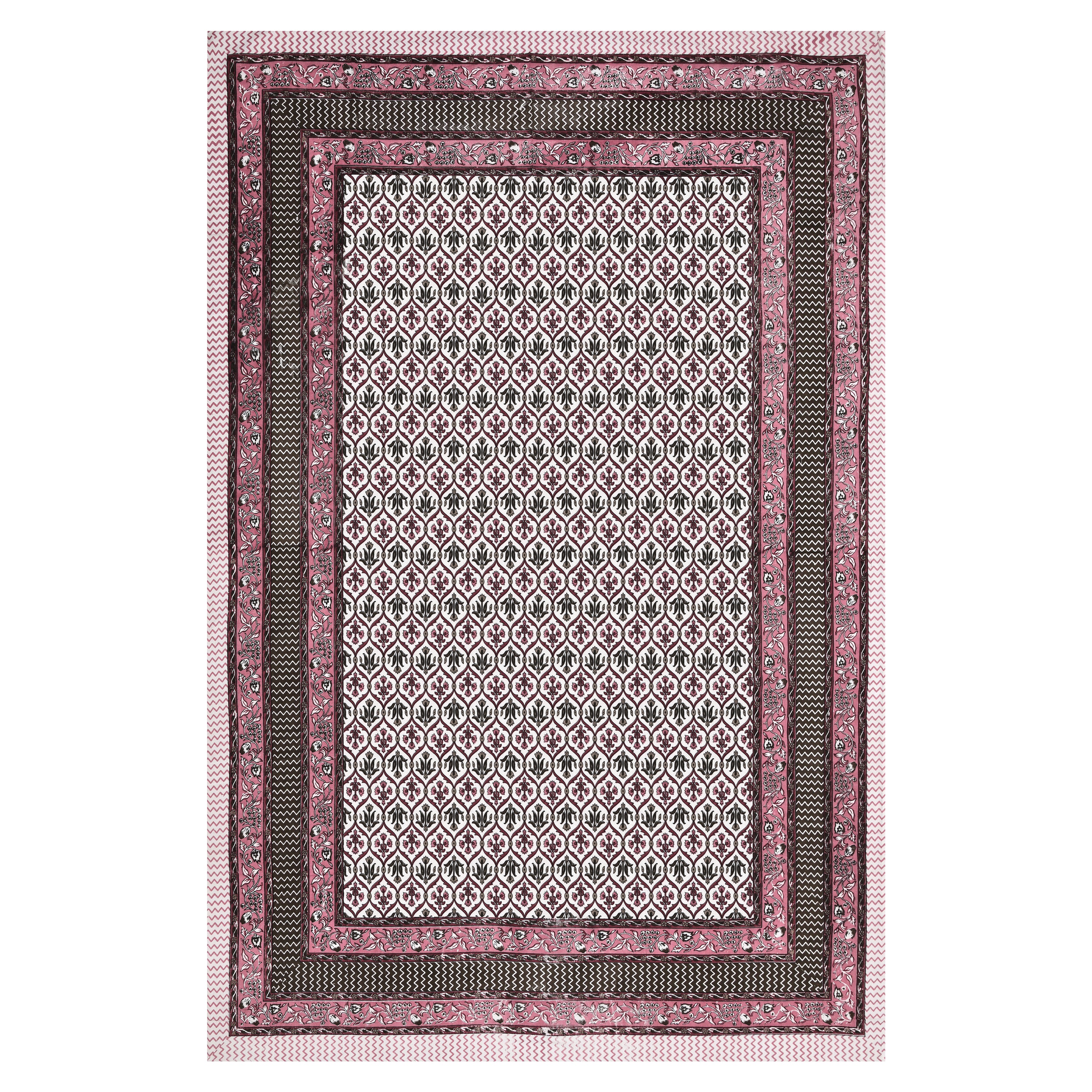 Pink & Black Ethnic Motif Single Bedsheet