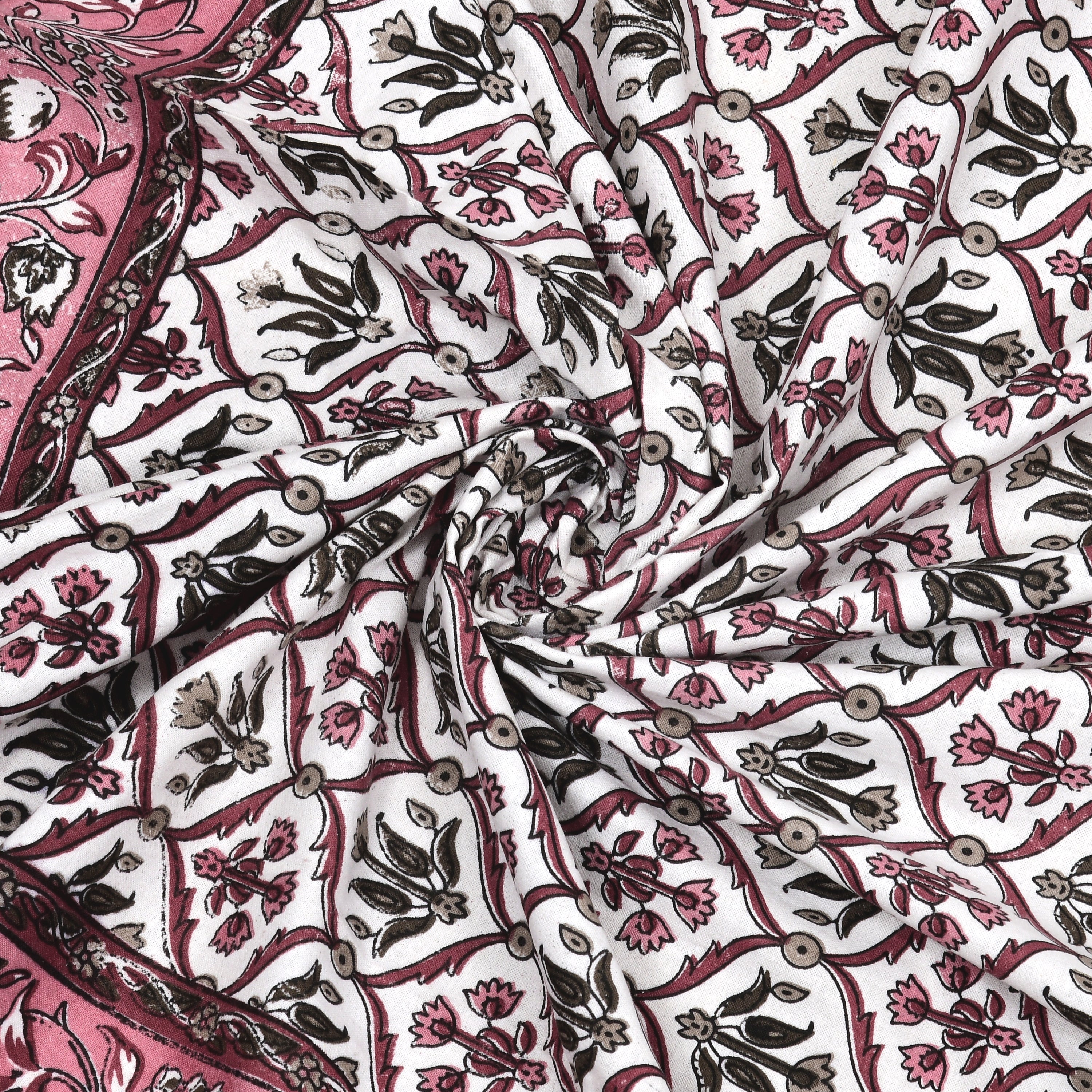 Pink & Black Ethnic Motif Single Bedsheet