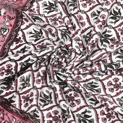 Pink & Black Ethnic Motif Single Bedsheet