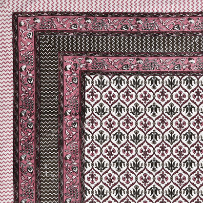 Pink & Black Ethnic Motif Single Bedsheet