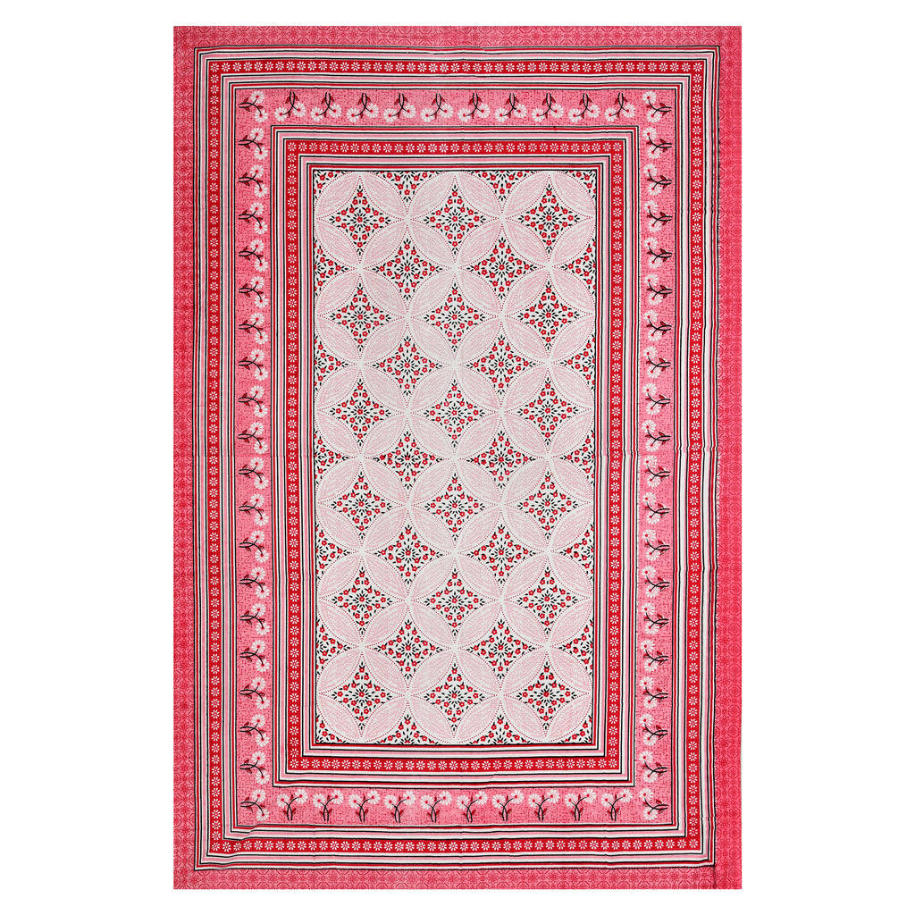 Heritage Bloom Wave – Crimson Rose Single Bedsheet