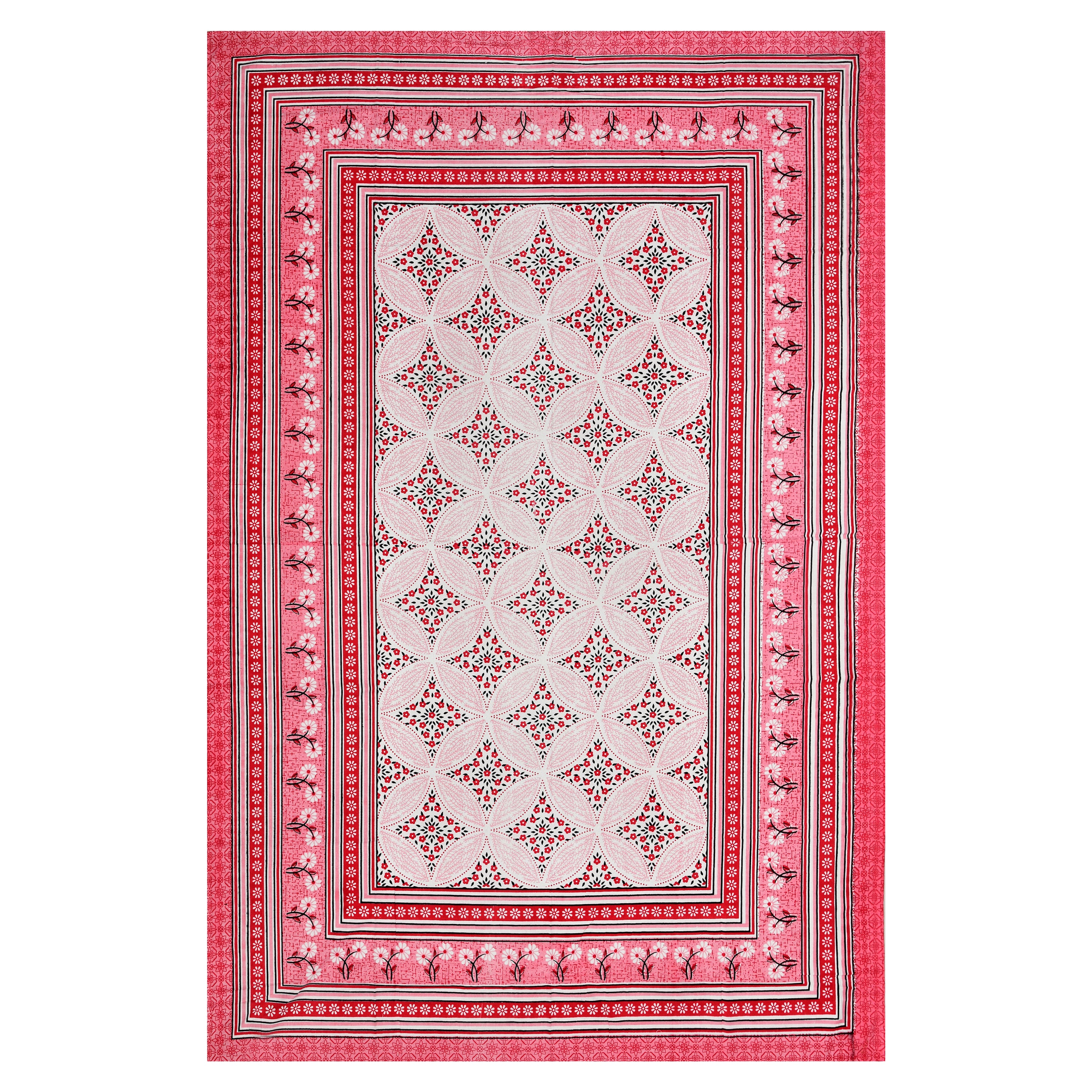 Heritage Bloom Wave – Crimson Rose Single Bedsheet