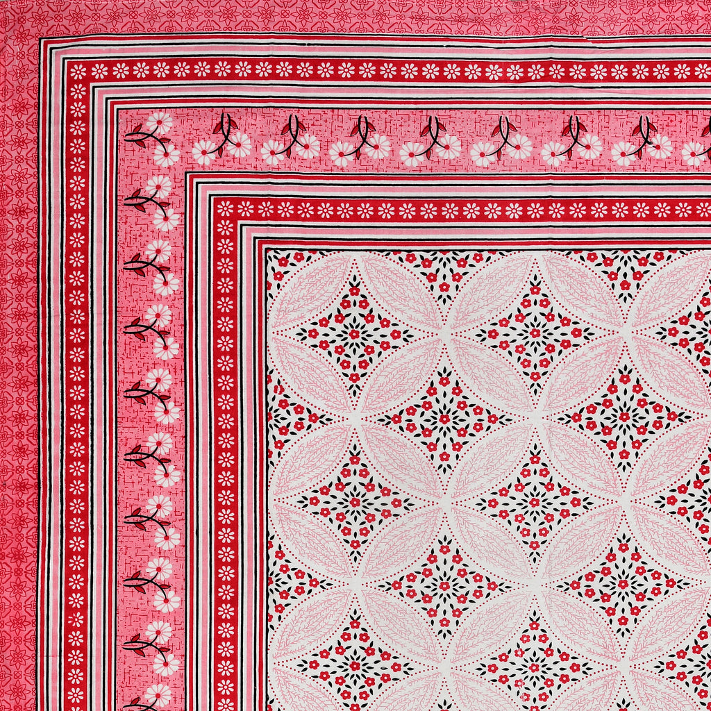 Heritage Bloom Wave – Crimson Rose Single Bedsheet