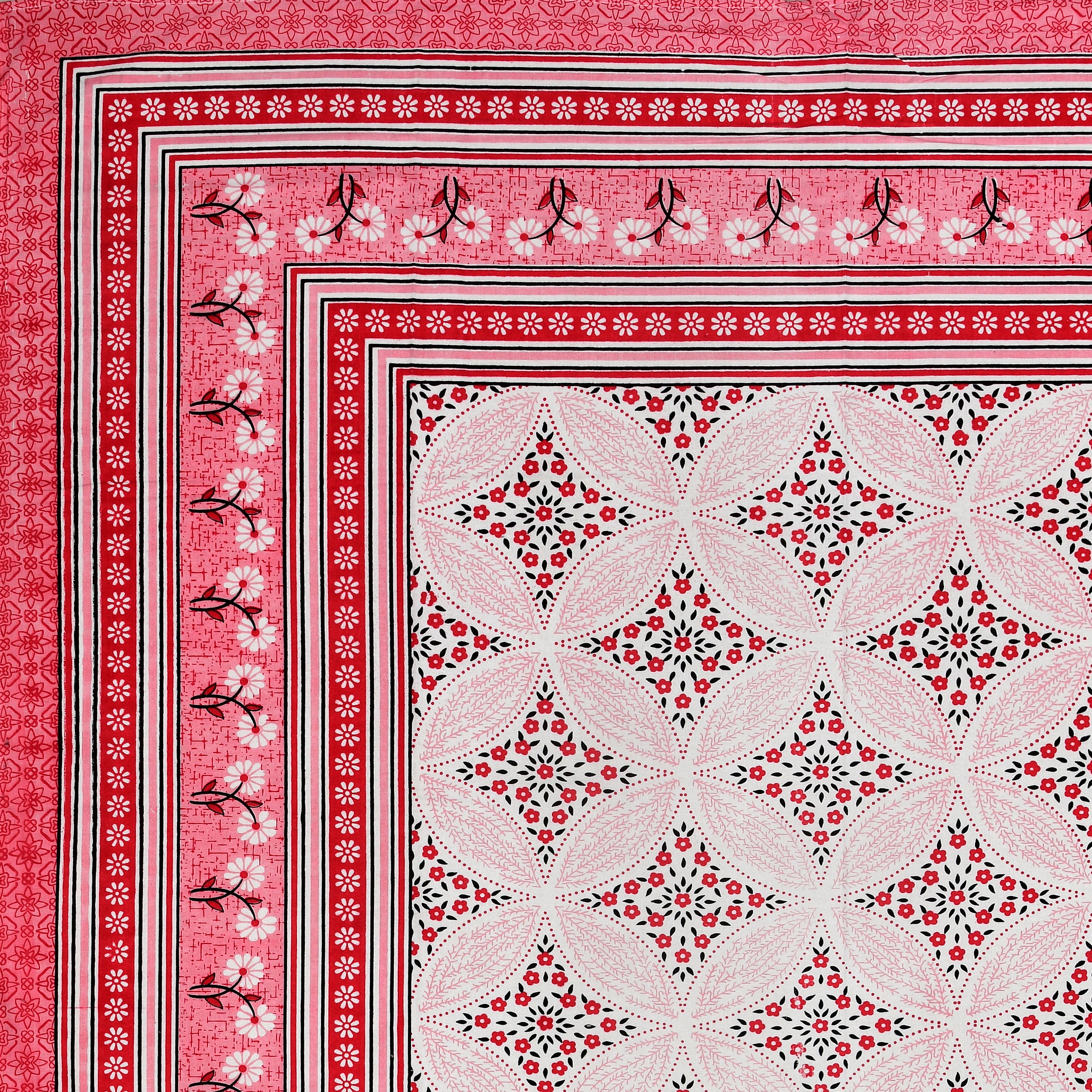 Heritage Bloom Wave – Crimson Rose Single Bedsheet