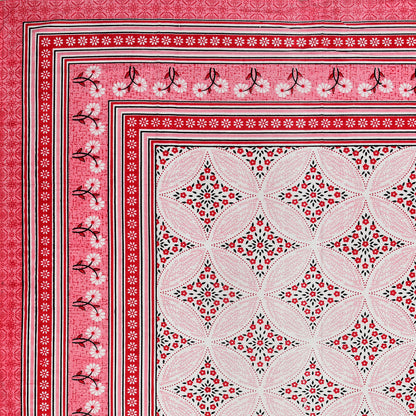 Heritage Bloom Wave – Crimson Rose Single Bedsheet