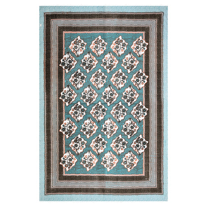 Regal Blossom Frame Aqua Teal Single Bedsheet
