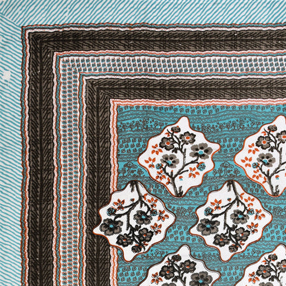 Regal Blossom Frame Aqua Teal Single Bedsheet