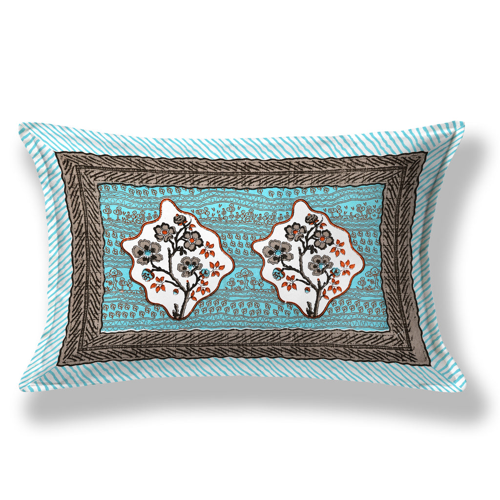 Regal Blossom Frame Aqua Teal Single Bedsheet