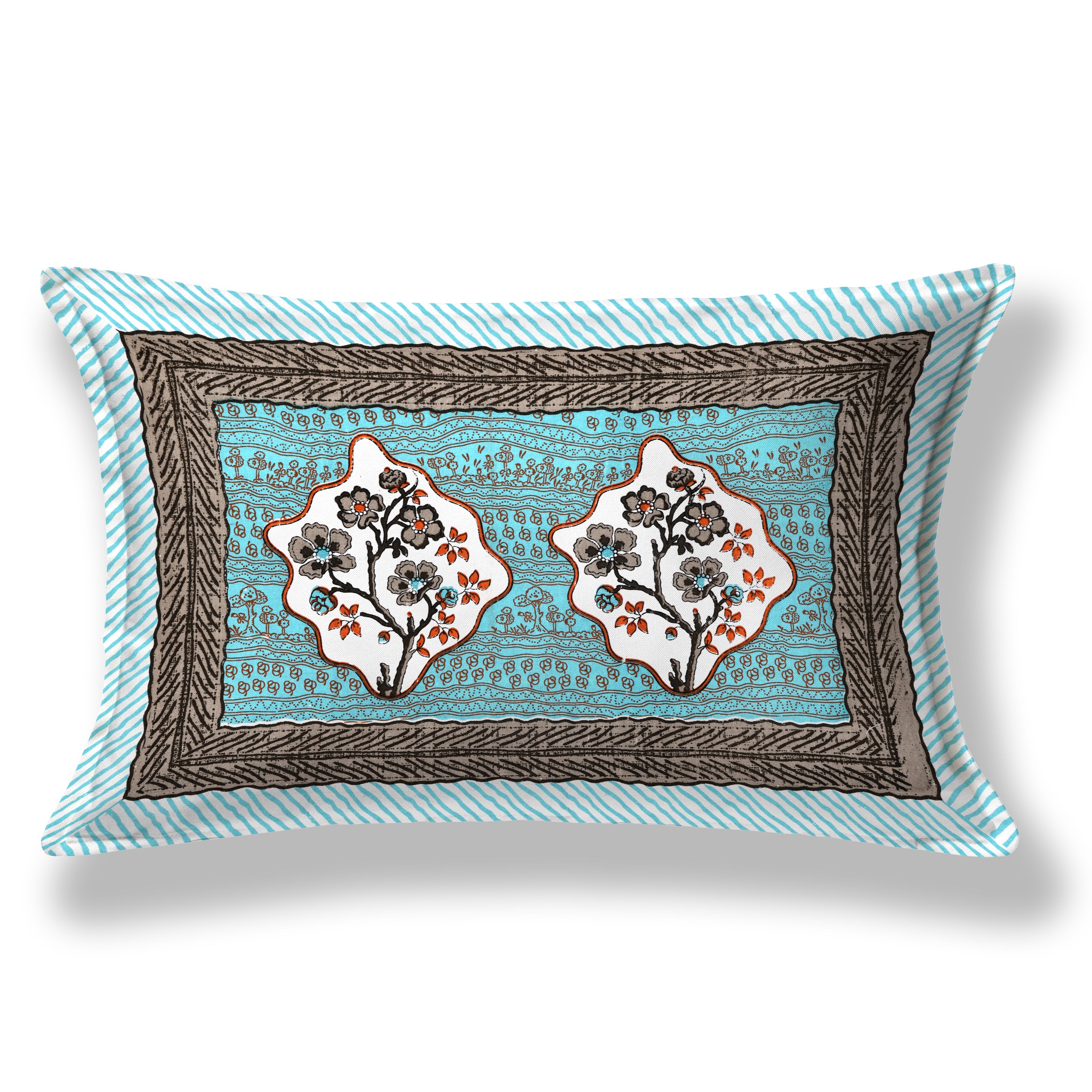 Regal Blossom Frame Aqua Teal Single Bedsheet