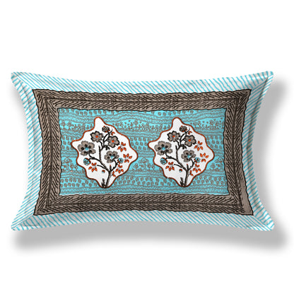 Regal Blossom Frame Aqua Teal Single Bedsheet