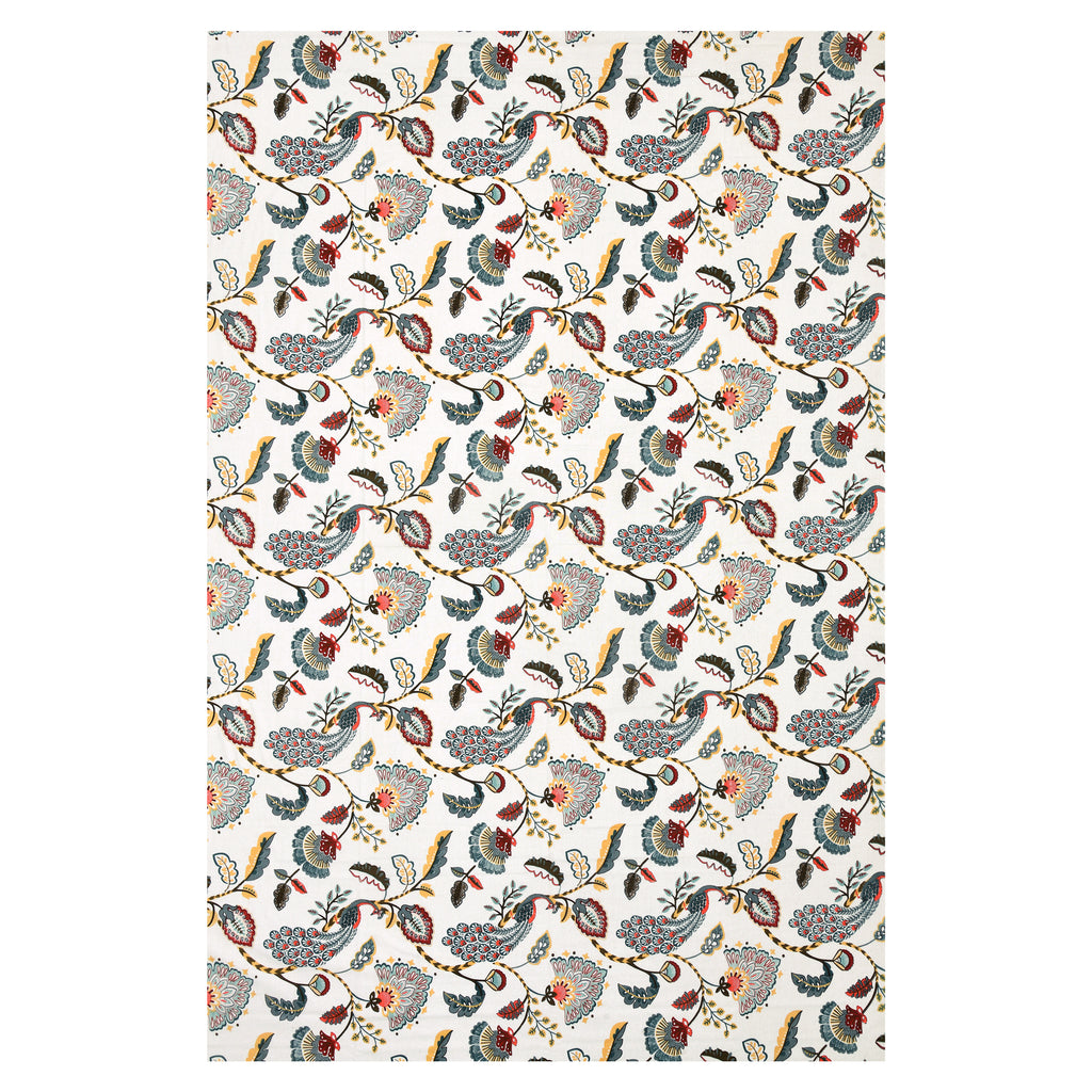 Teal Peacock & Floral Single Bedsheet