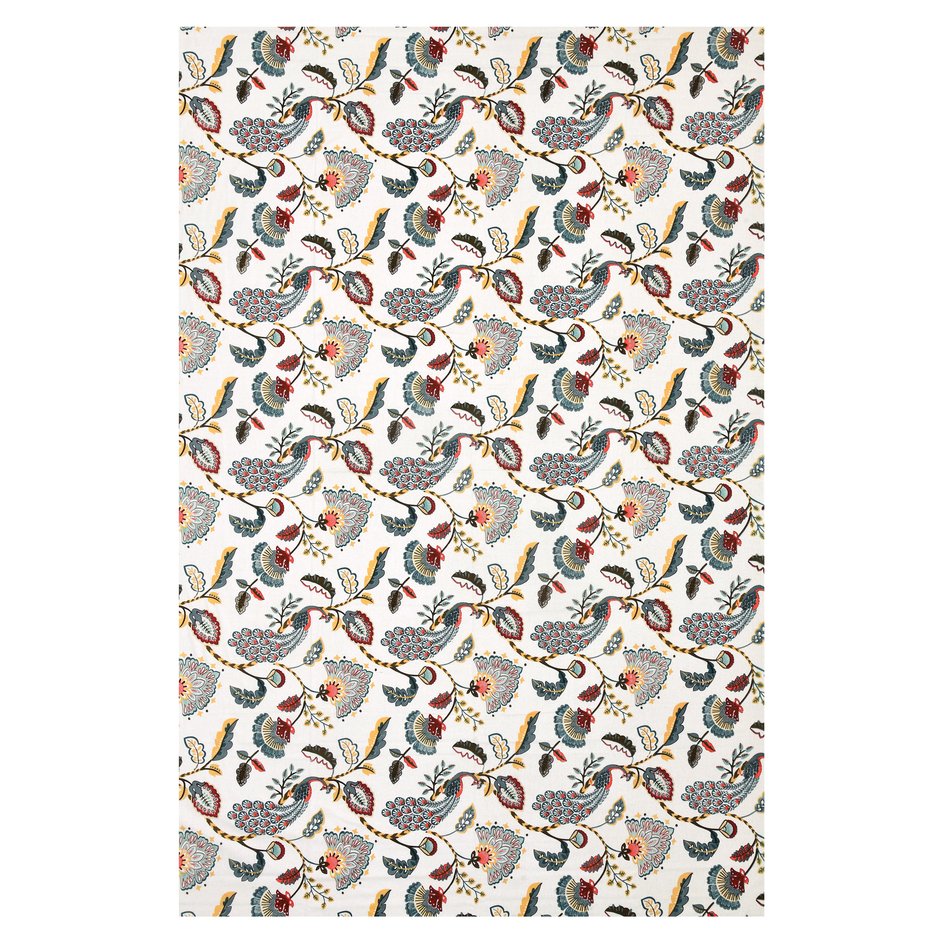 Teal Peacock & Floral Single Bedsheet